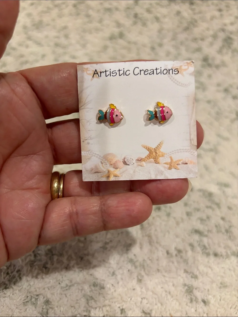 Colorful Tropical Pink Fish Stud Pierced Earrings NWT .50”